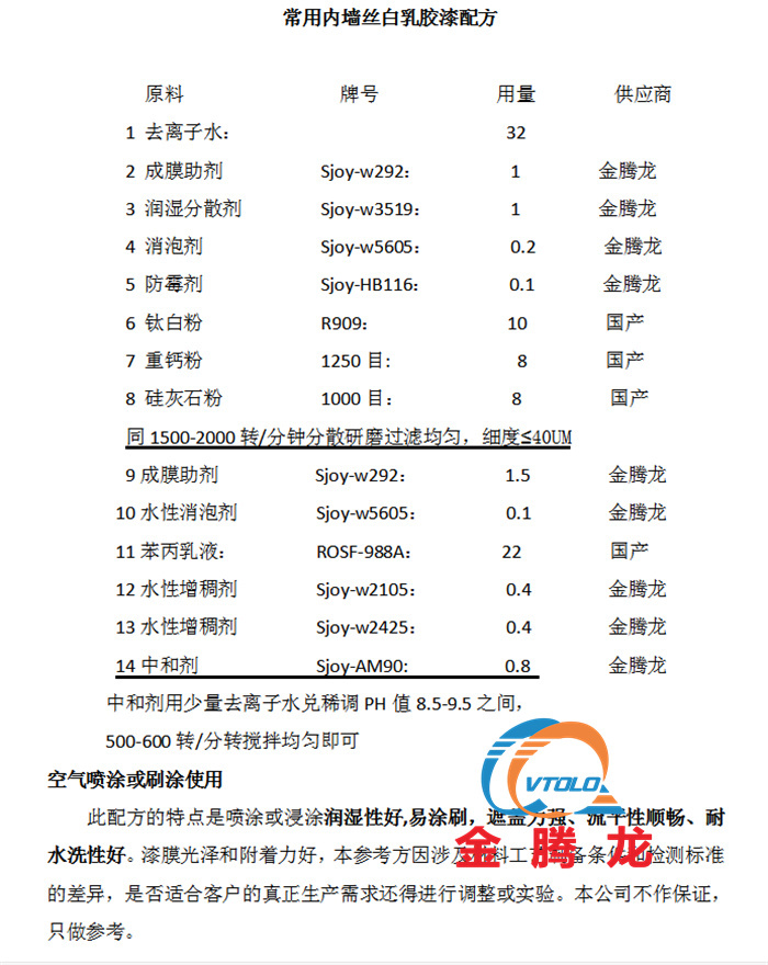 常用內墻絲白乳膠漆配方(圖1)